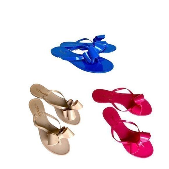 Mudd women's bow jelly flip-flaps slide sandal nude size 6 NEW - Picture 2 of 2